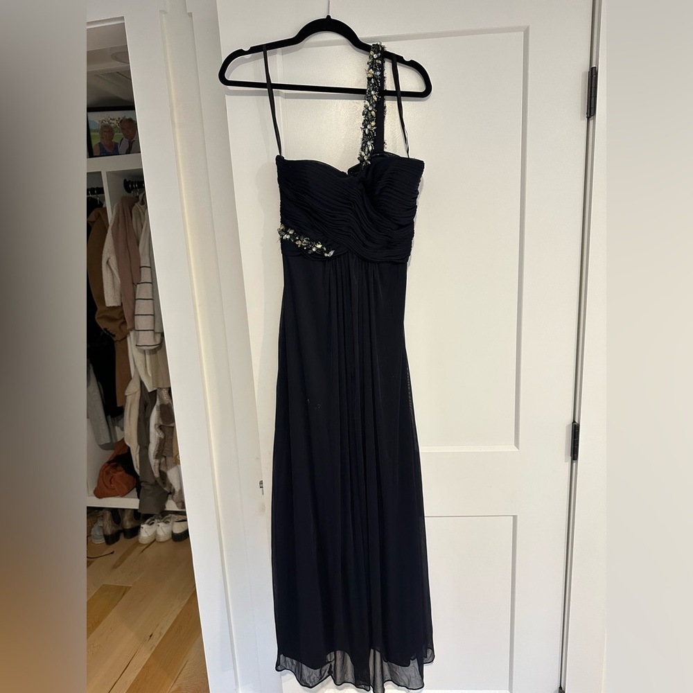 Xscape by Joanna Chen Navy Blue Embellished Gown